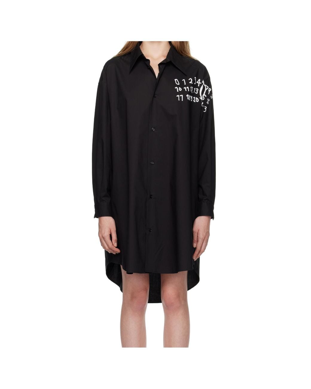 MM6 by Maison Margiela Black Poplin Shirt Dress