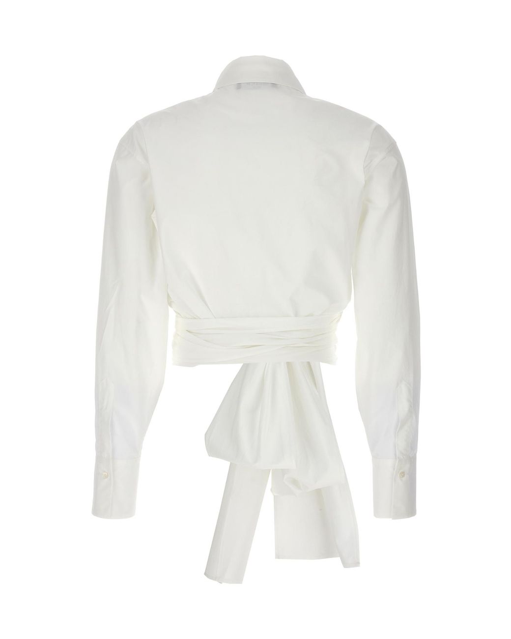 Fabiana Filippi White Wrap-Designed Long-Sleeved Shirt
