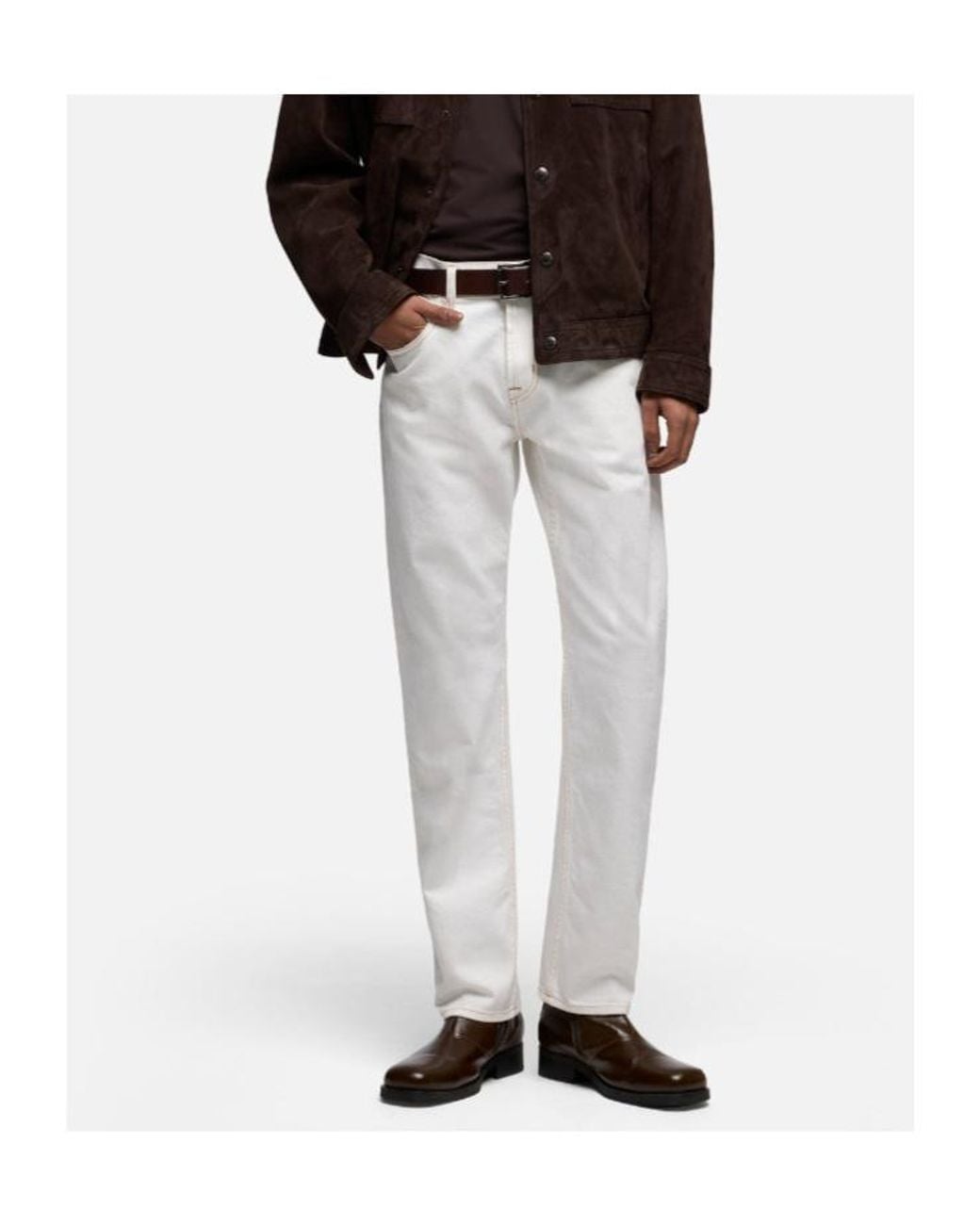 7 For All Mankind White Straight-Leg Jeans for men