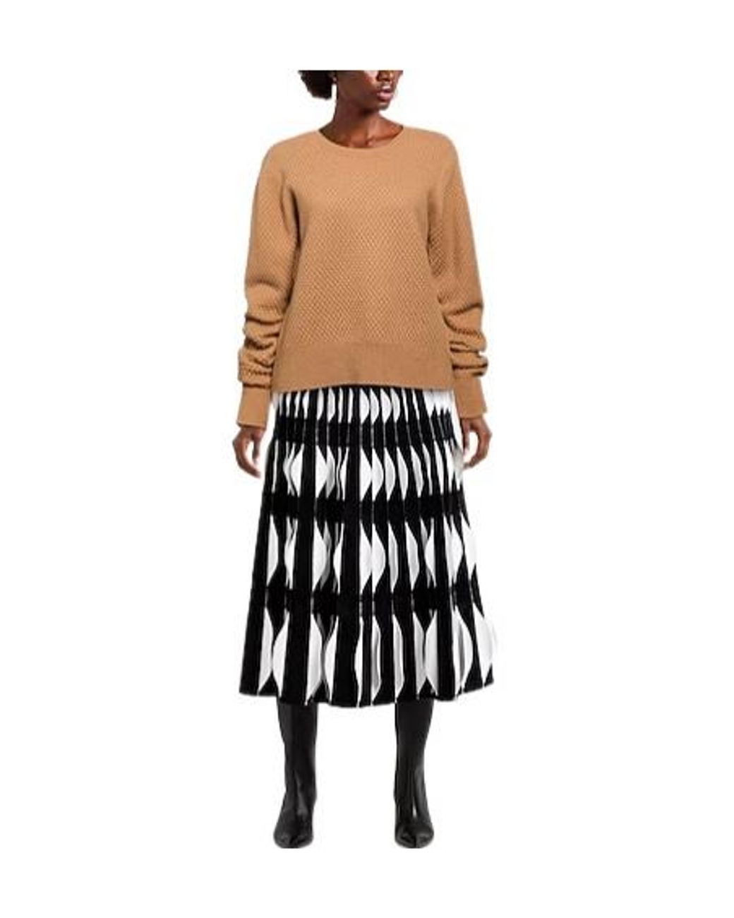 Max Mara Brown Solid Wool Knit Sweater