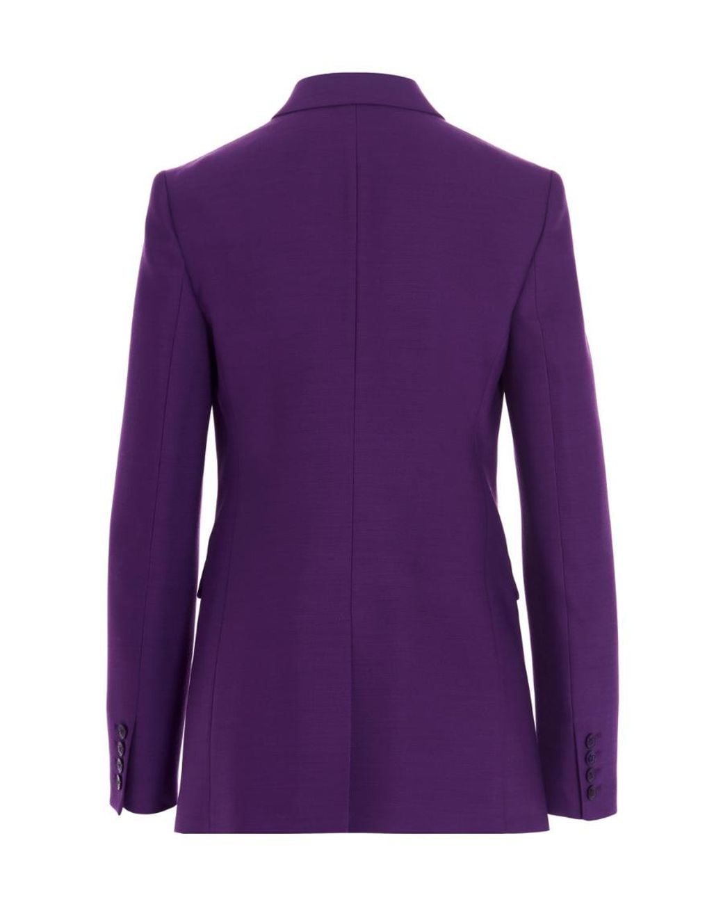 Valentino Purple Double-Breasted Silk-Blend Blazer