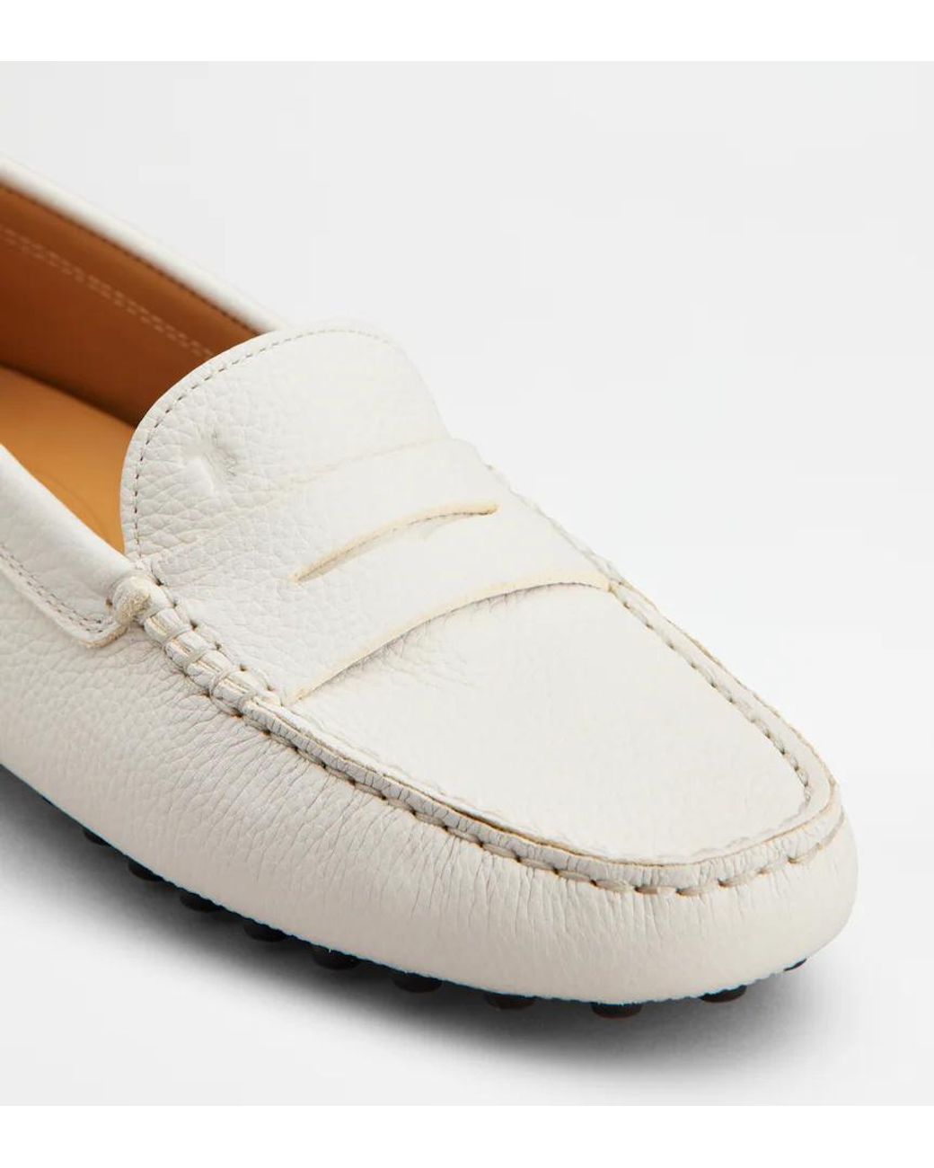 Tod's White Gommino Loafers
