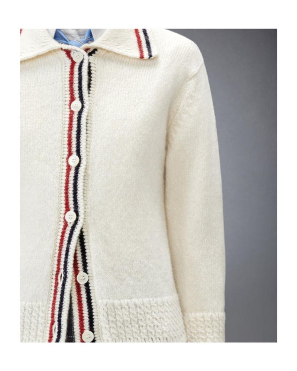 Thom Browne Natural Long-Sleeved Button-Up Cardigan
