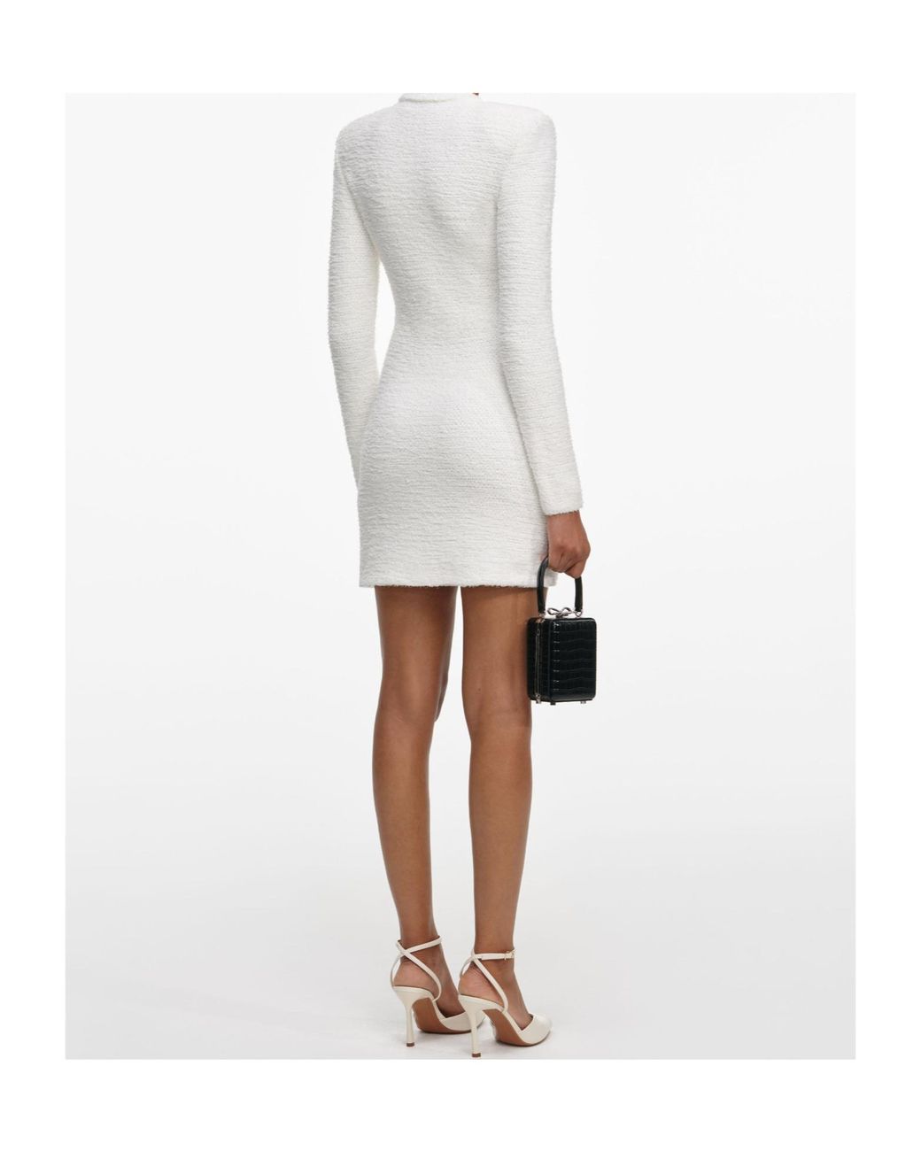 Self-Portrait White Trim Embellished Knit Mini Dress