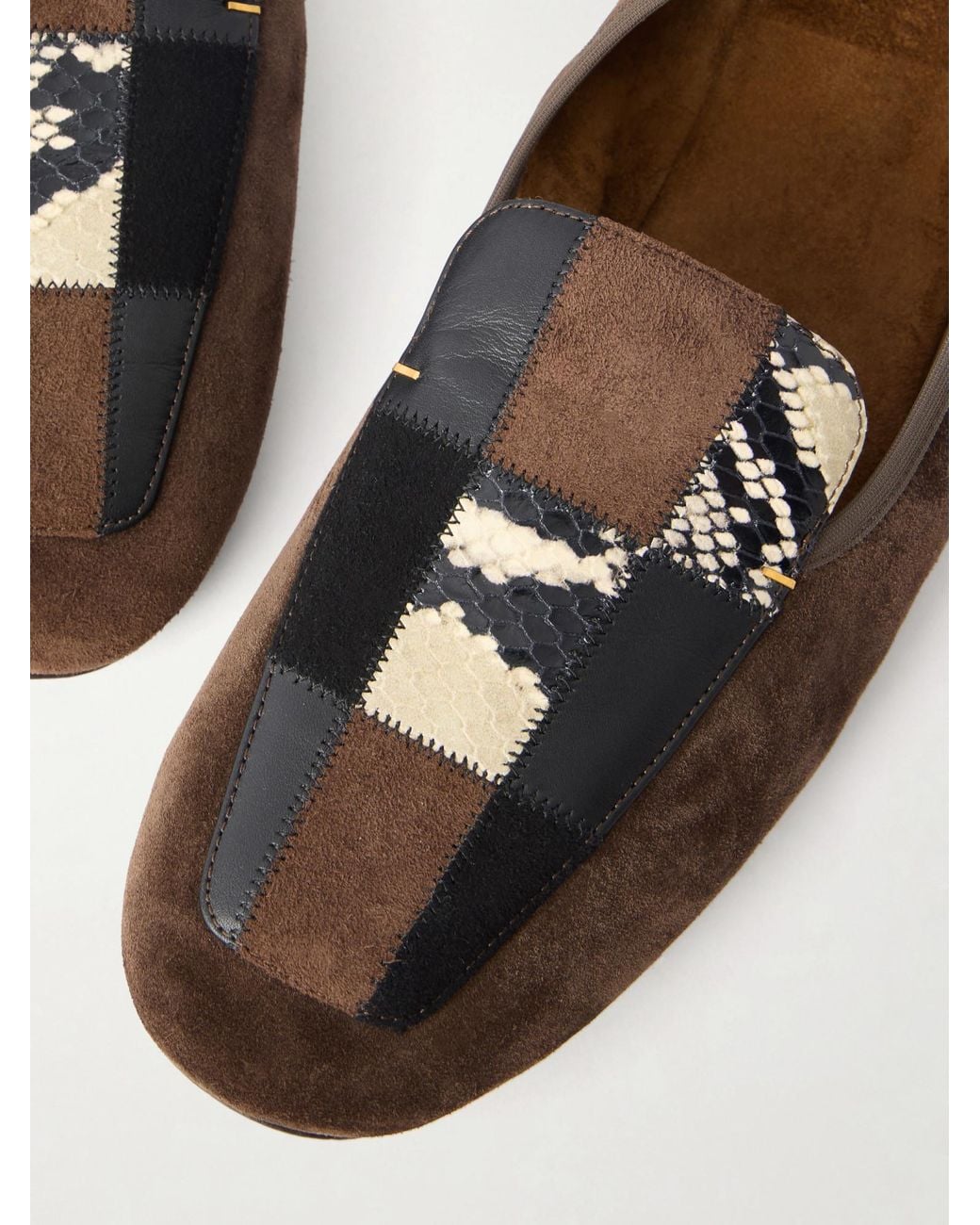 Khaite Brown Patchwork Leather And Suede Ballet Flats
