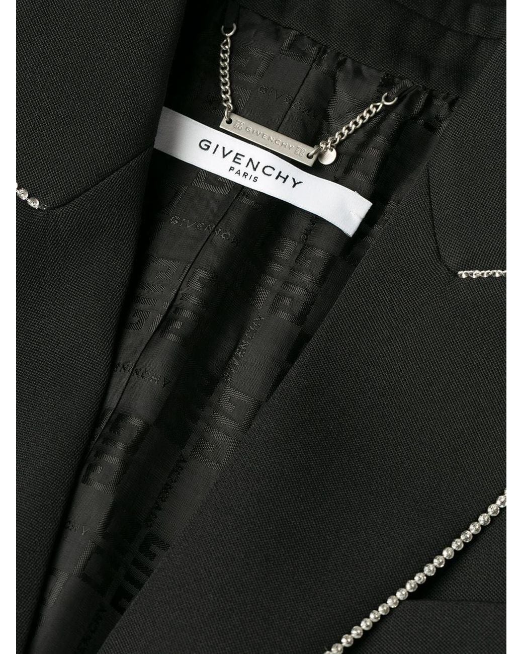 Givenchy Black Embellished Lapel Collar Blazer