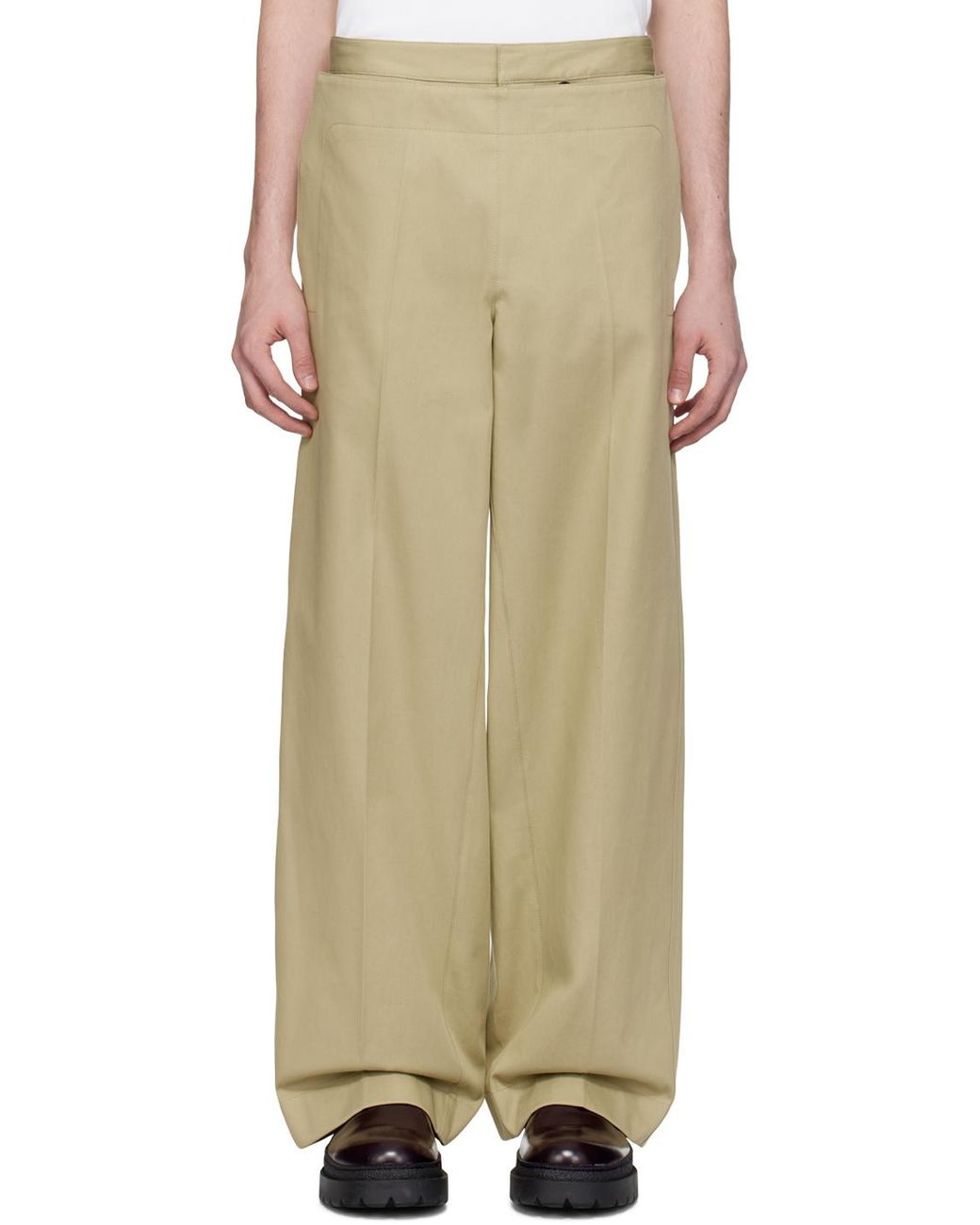 Bottega Veneta Green Buttoned Wide Leg Trousers for men