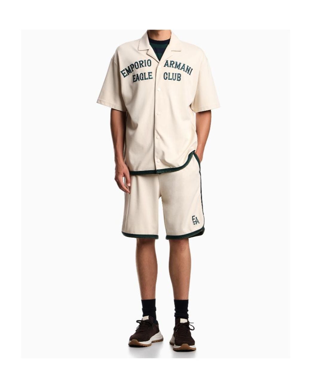 Emporio Armani White Logo-Embroidered Shirt for men
