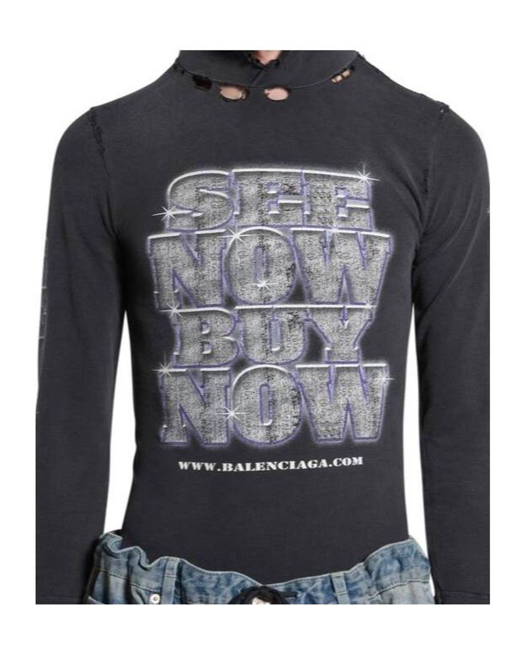 Balenciaga Gray Snbn Long-Sleeved Hoodie for men