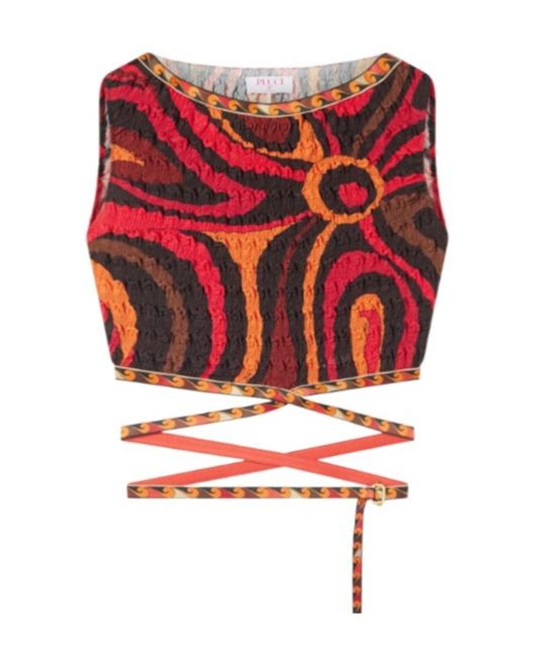 Emilio Pucci Red Marmo-Print Wrap-Around Top