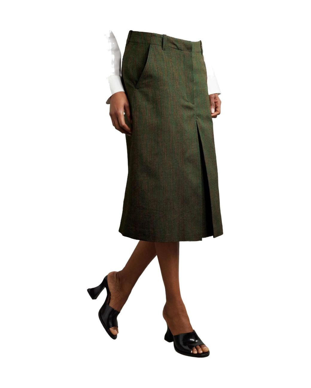 Dries Van Noten Green Waist Loop Skirt