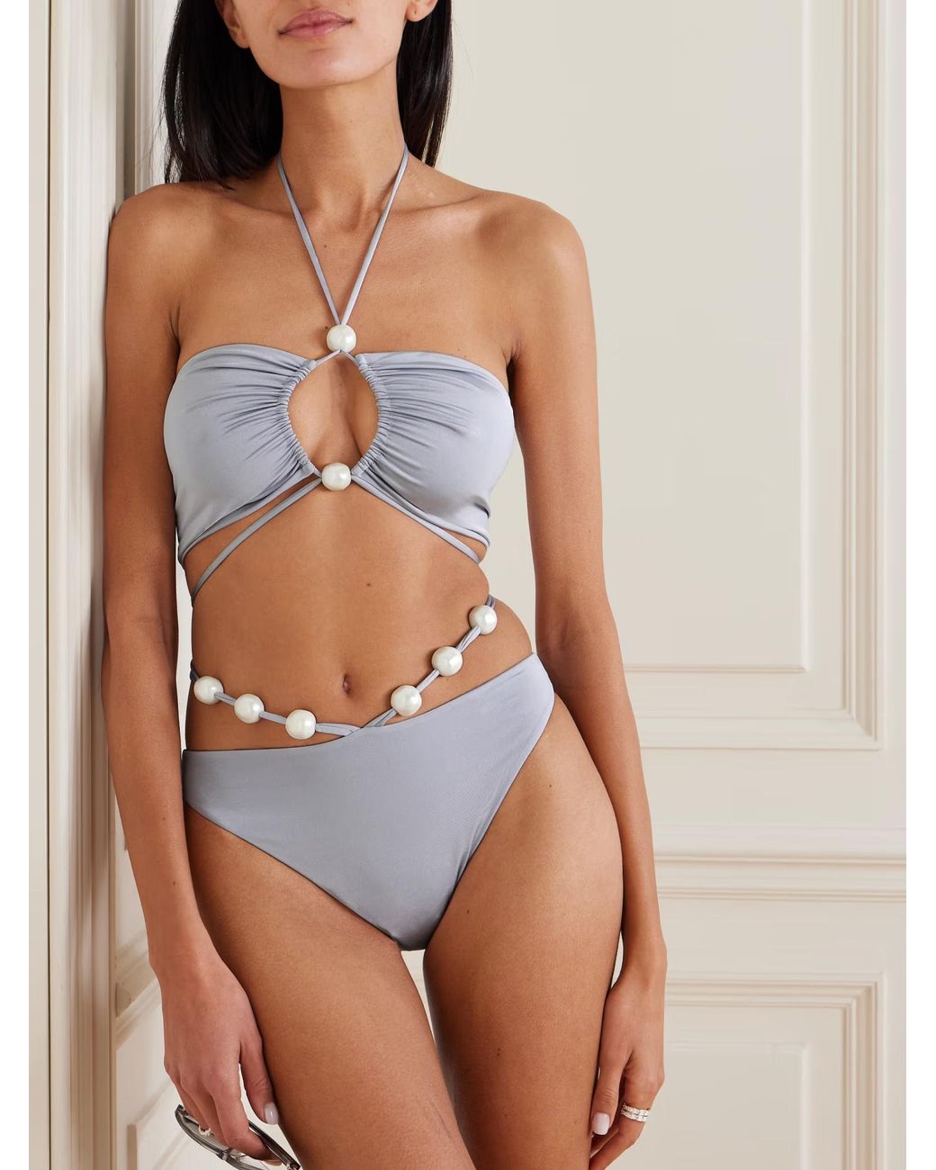 Magda Butrym White Cutout Bikini Top