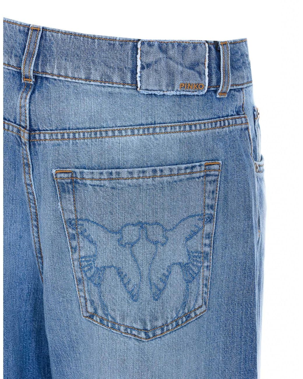 Pinko Blue Wide-Leg Fading Jeans