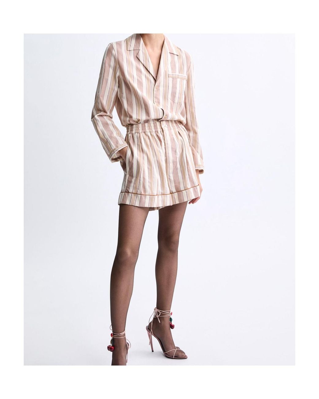 Saint Laurent Natural Striped Button-Up Pajama Top