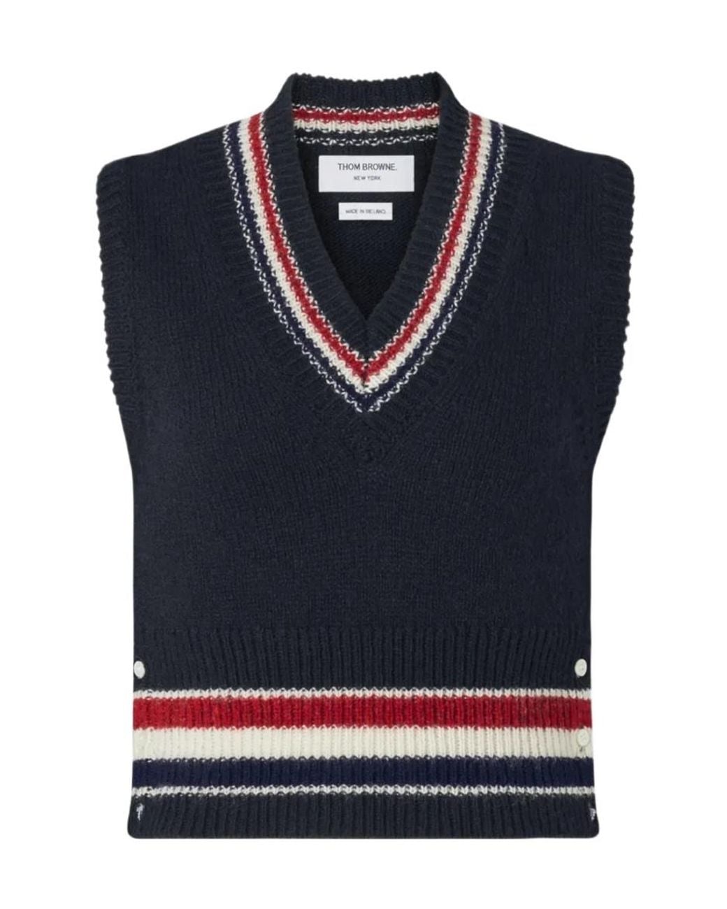 Thom Browne Blue Hector Stripe-Detail Vest