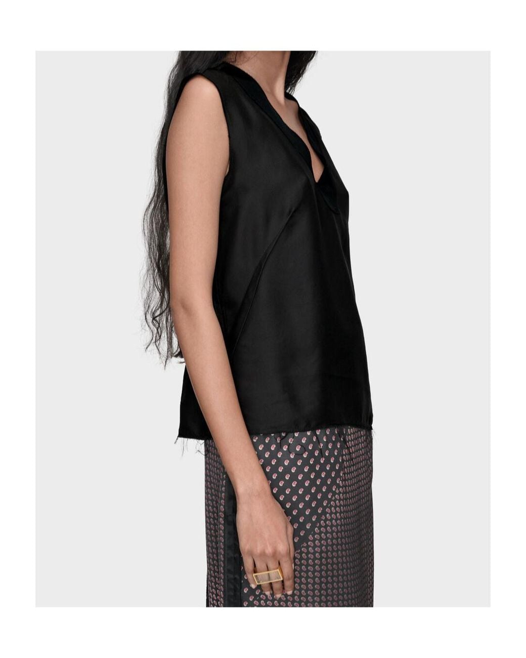 Maison Margiela Black Sleeveless V-Neck Top