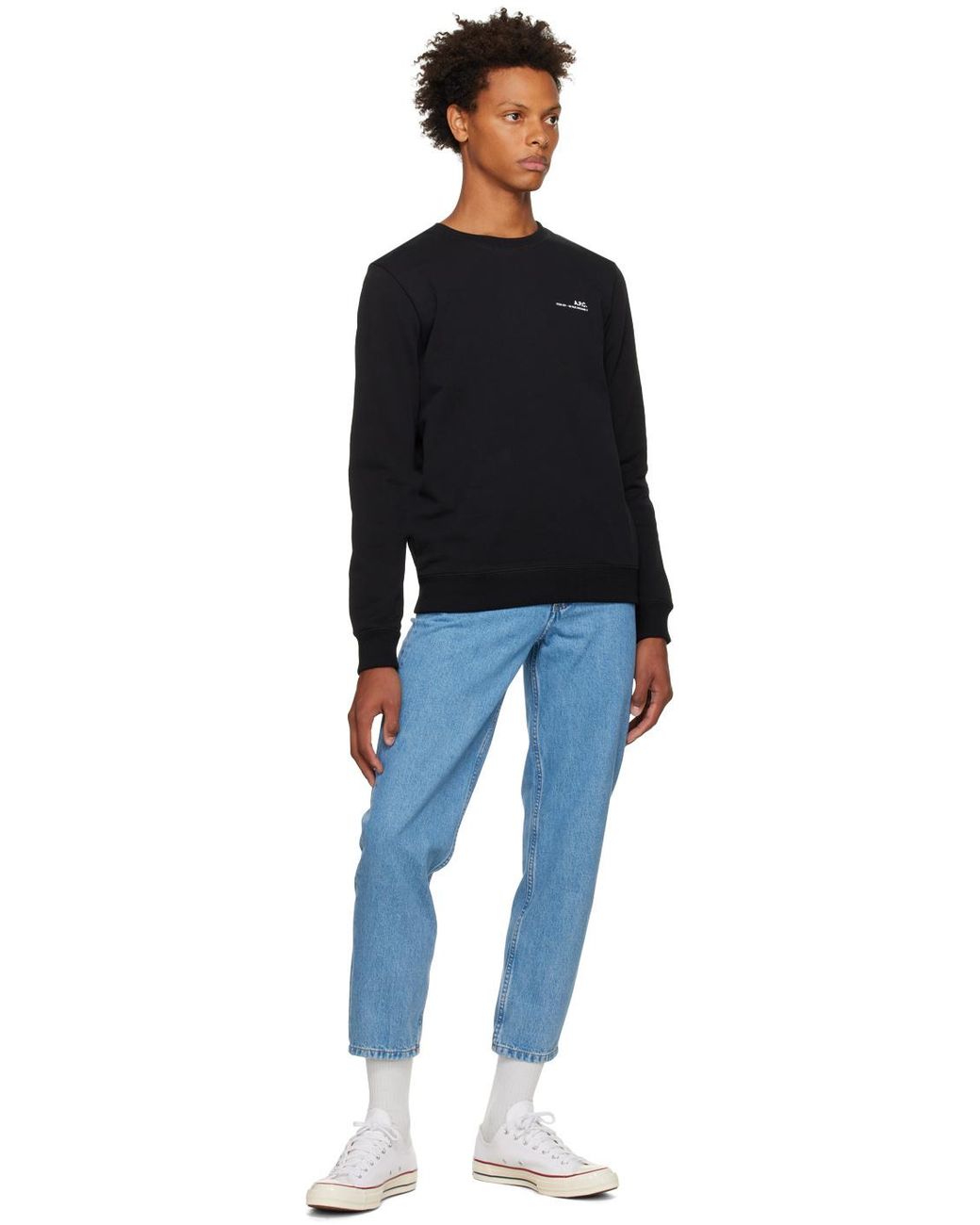 A.P.C. Black Logo Printed Crewneck Sweatshirt for men