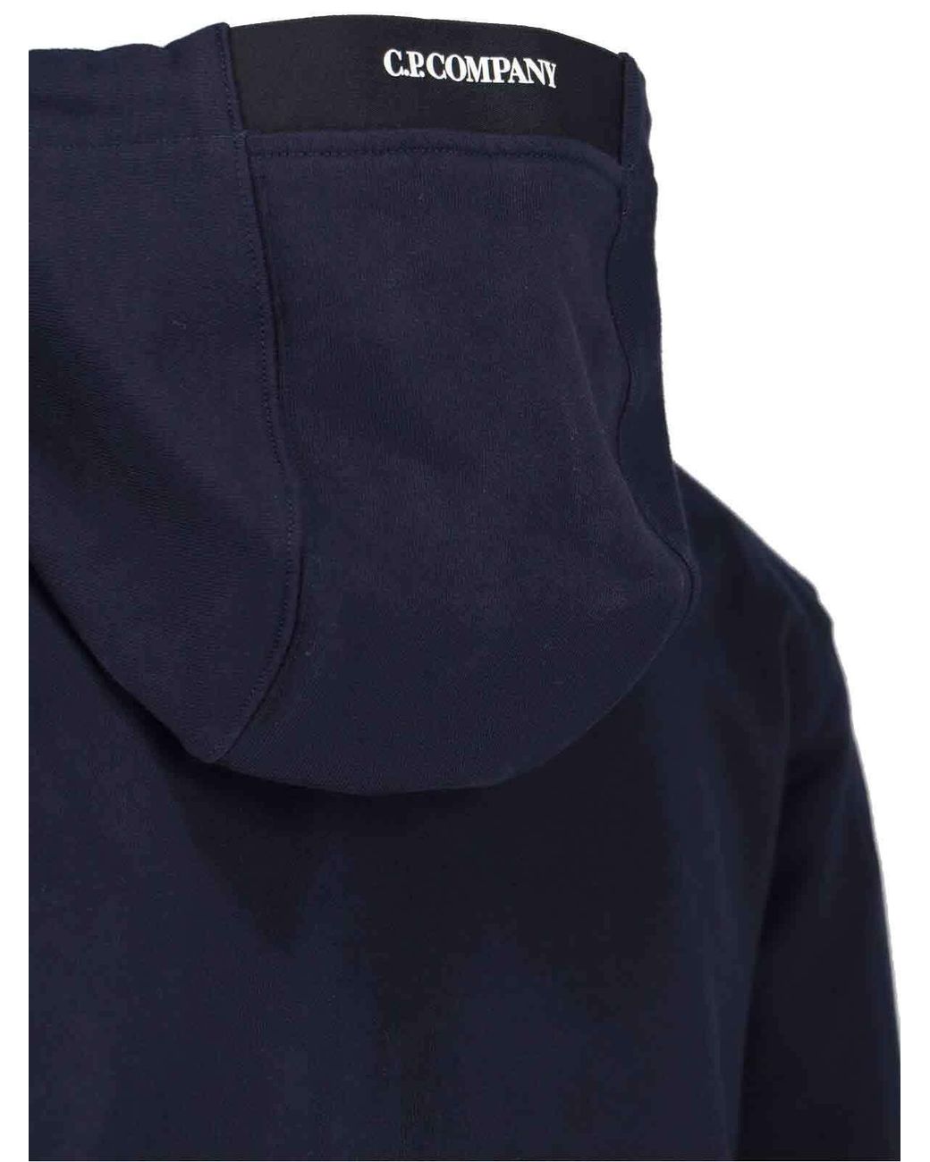 C P Company Blue Logo Hooded Sweatshirt for men