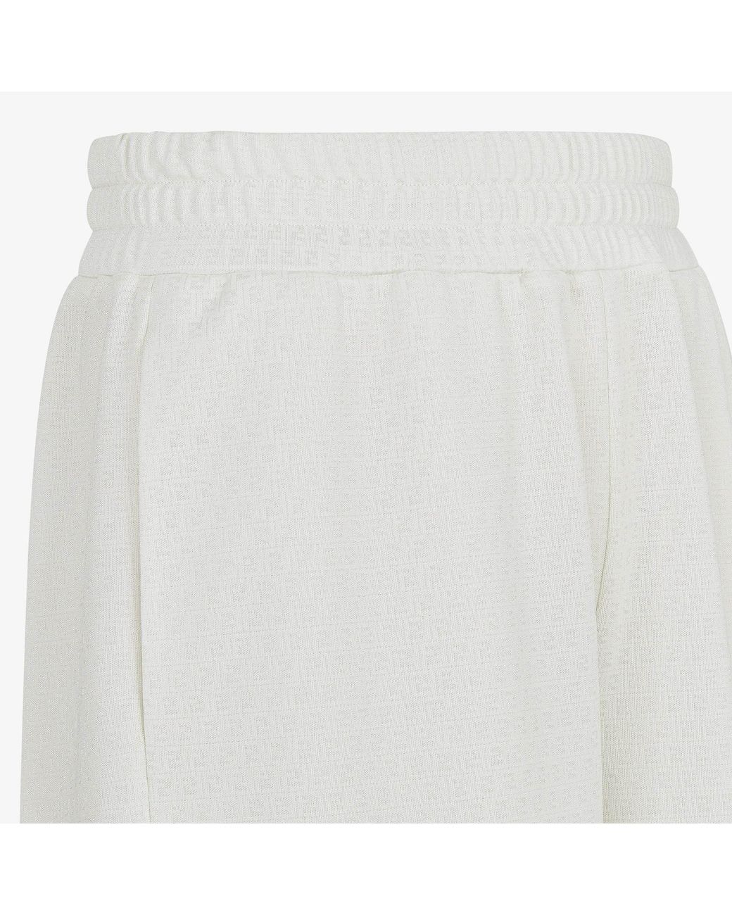 Fendi White Ff Jacquard Elasticated Waistband Shorts for men