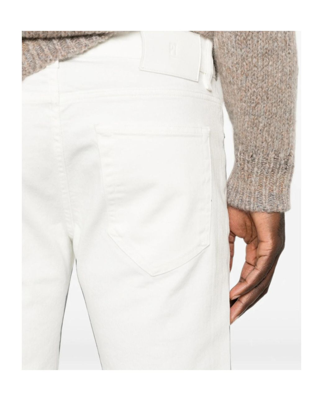 PT01 White Belt-Loop Jeans for men