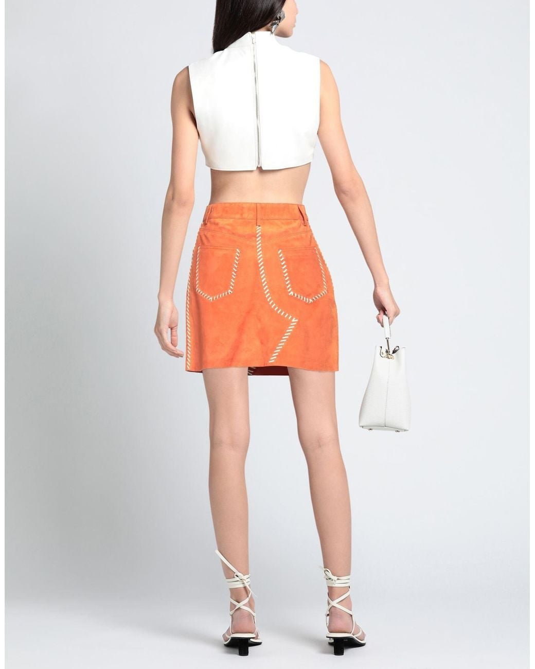 Marni Orange Pockets Flared Skirt