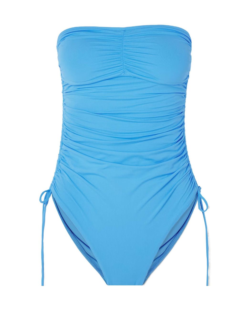 Melissa Odabash Blue Sydney Strapless Ruched Swimsuit