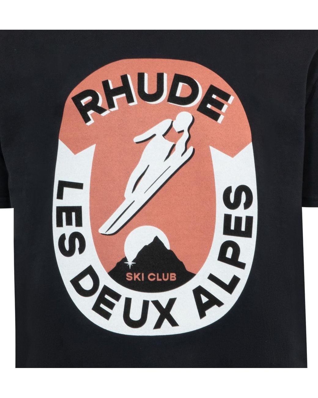 Rhude Black Logo Printed Crewneck T-Shirt for men