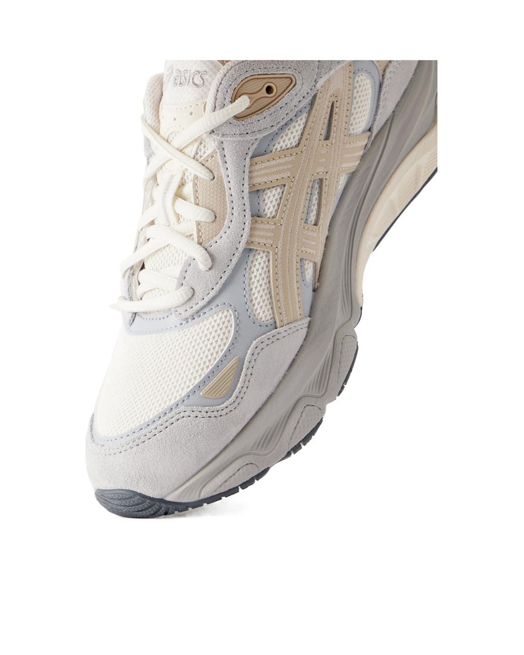 Asics White Suede-Trimmed Lace-Up Mesh Sneakers
