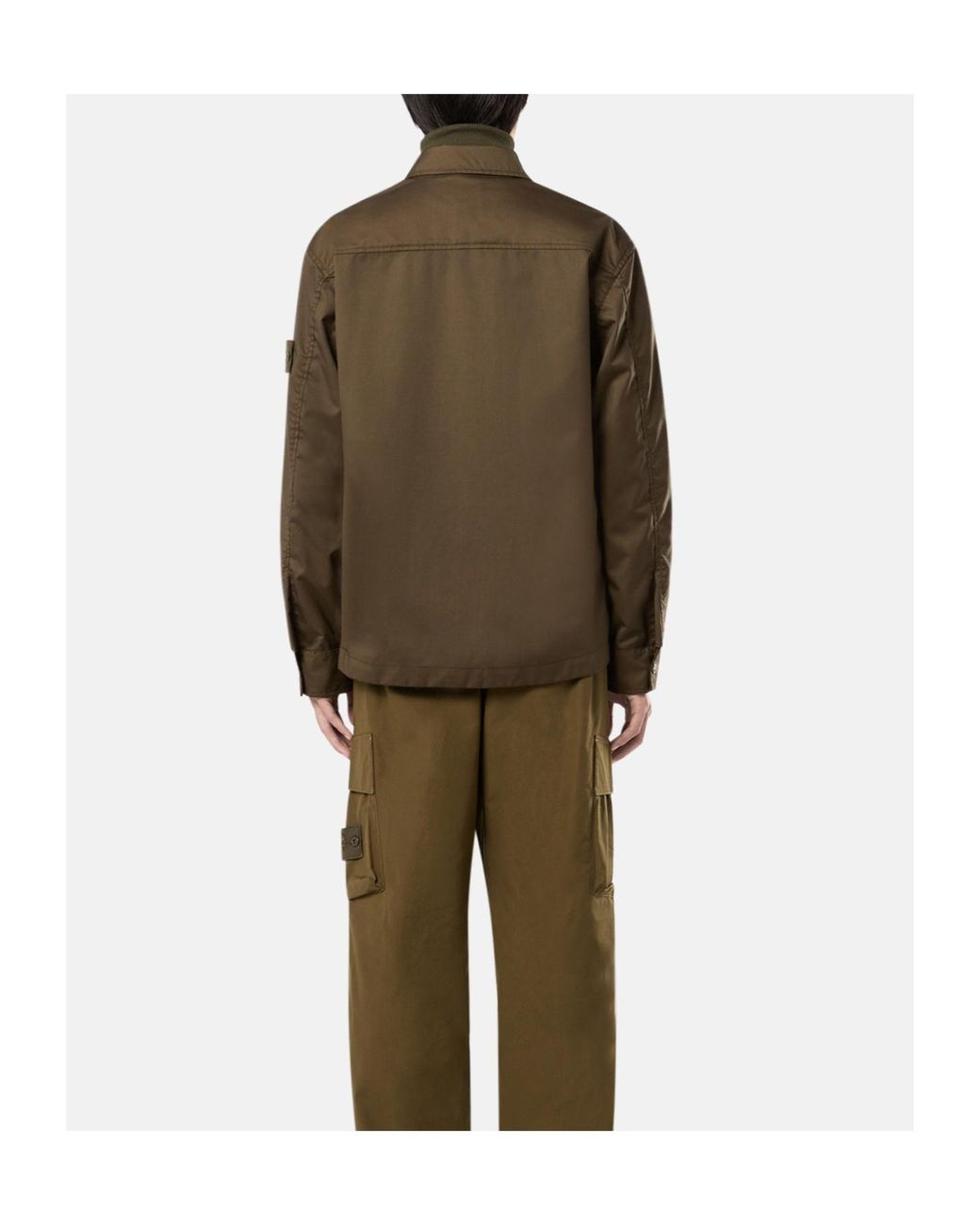Stone Island Green Logo Patch Overshirt for men