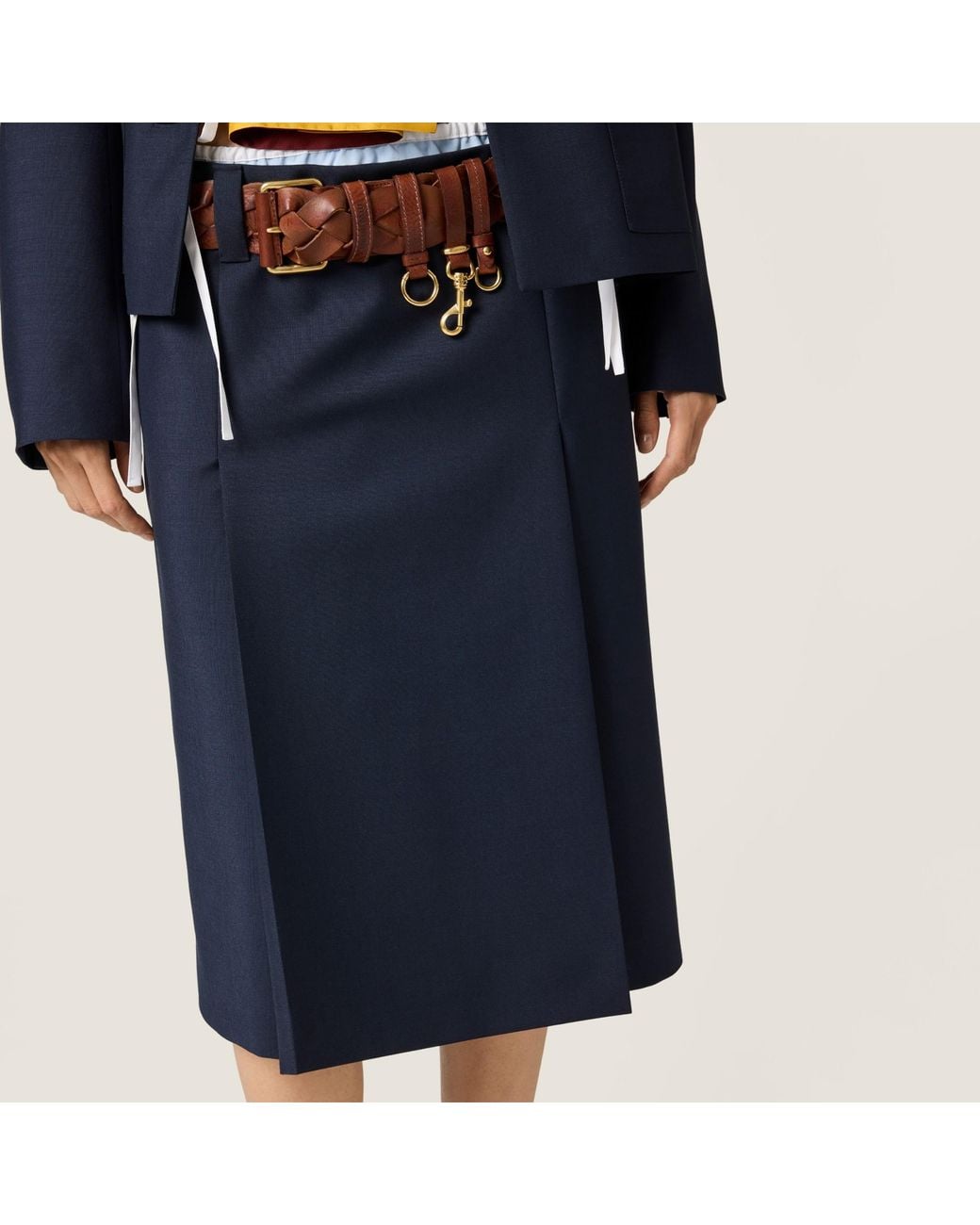 Miu Miu Blue Mohair-Wool Midi Skirt