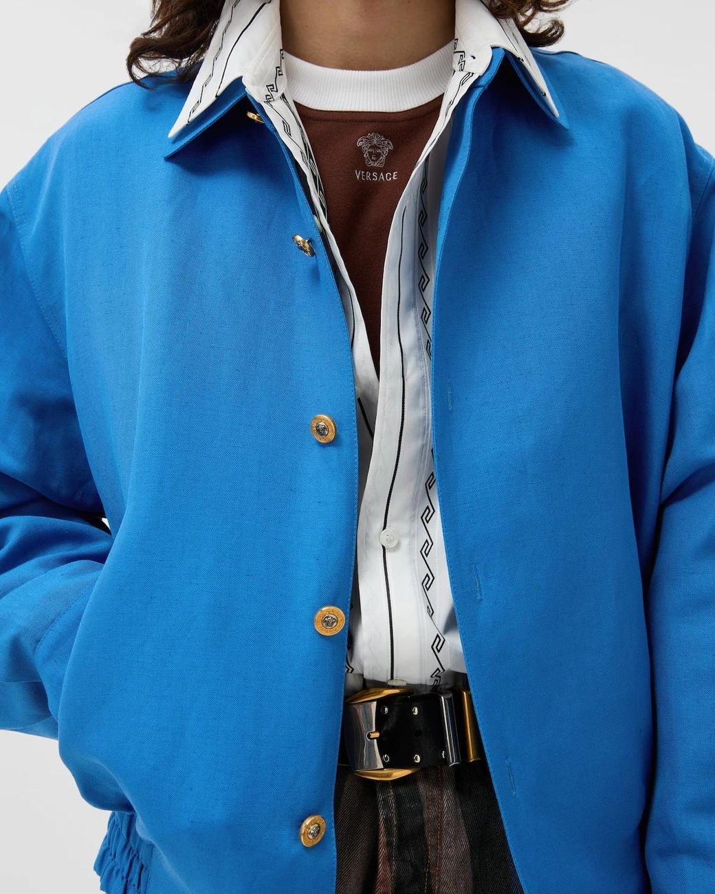 Versace Blue Button-Up Blouson for men
