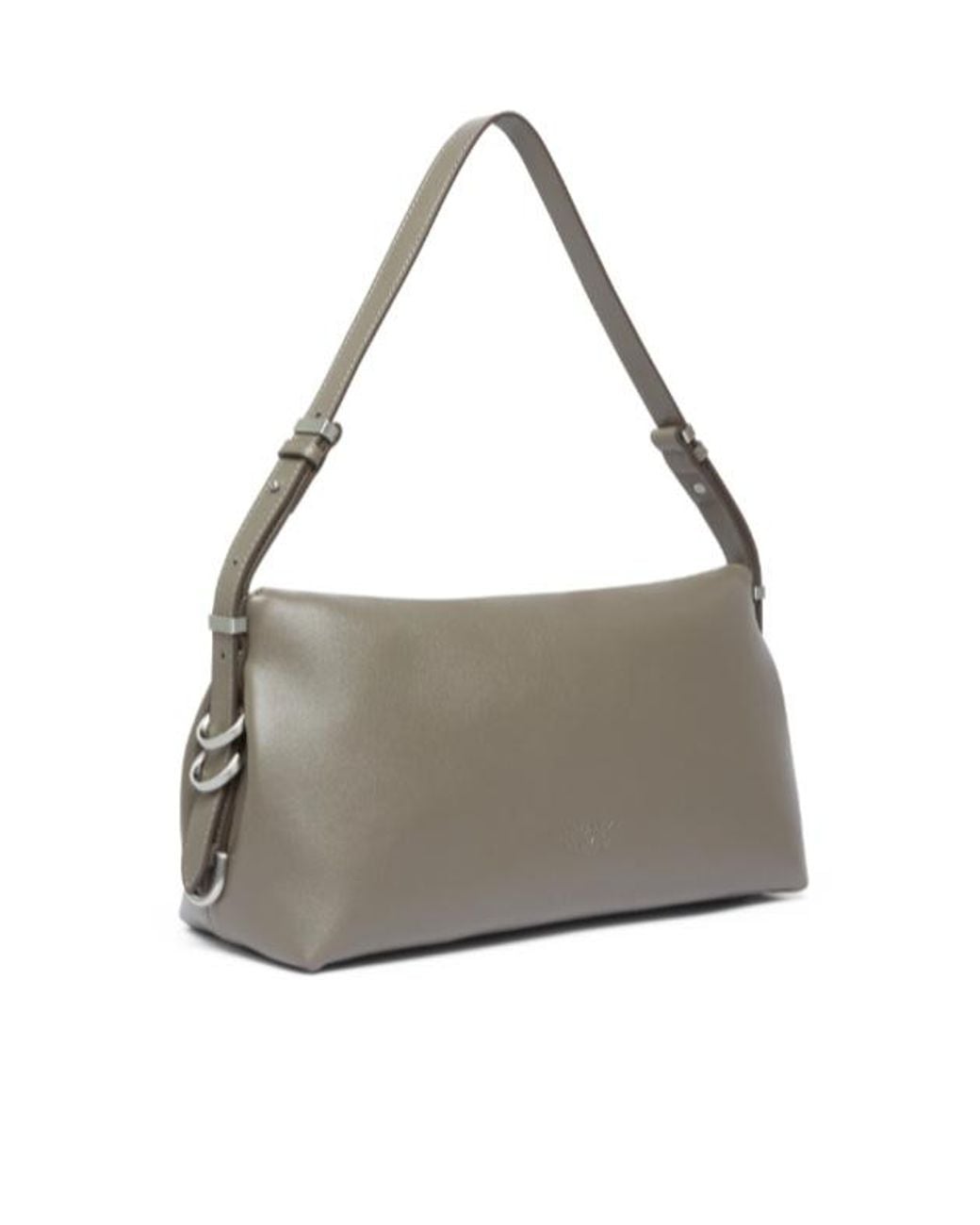 Pinko Gray Logo Detailed Shoulder Bag