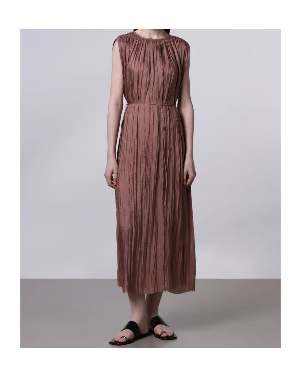 Roberto Collina Brown Ruched Tie Dress