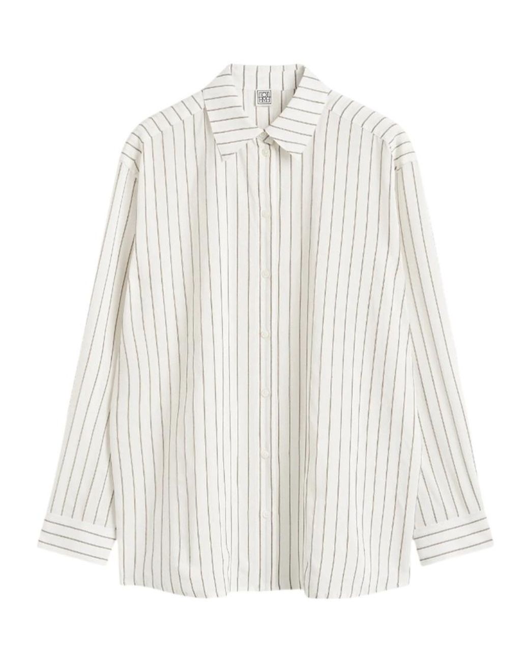 Totême White Totême Striped Long-Sleeved Shirt