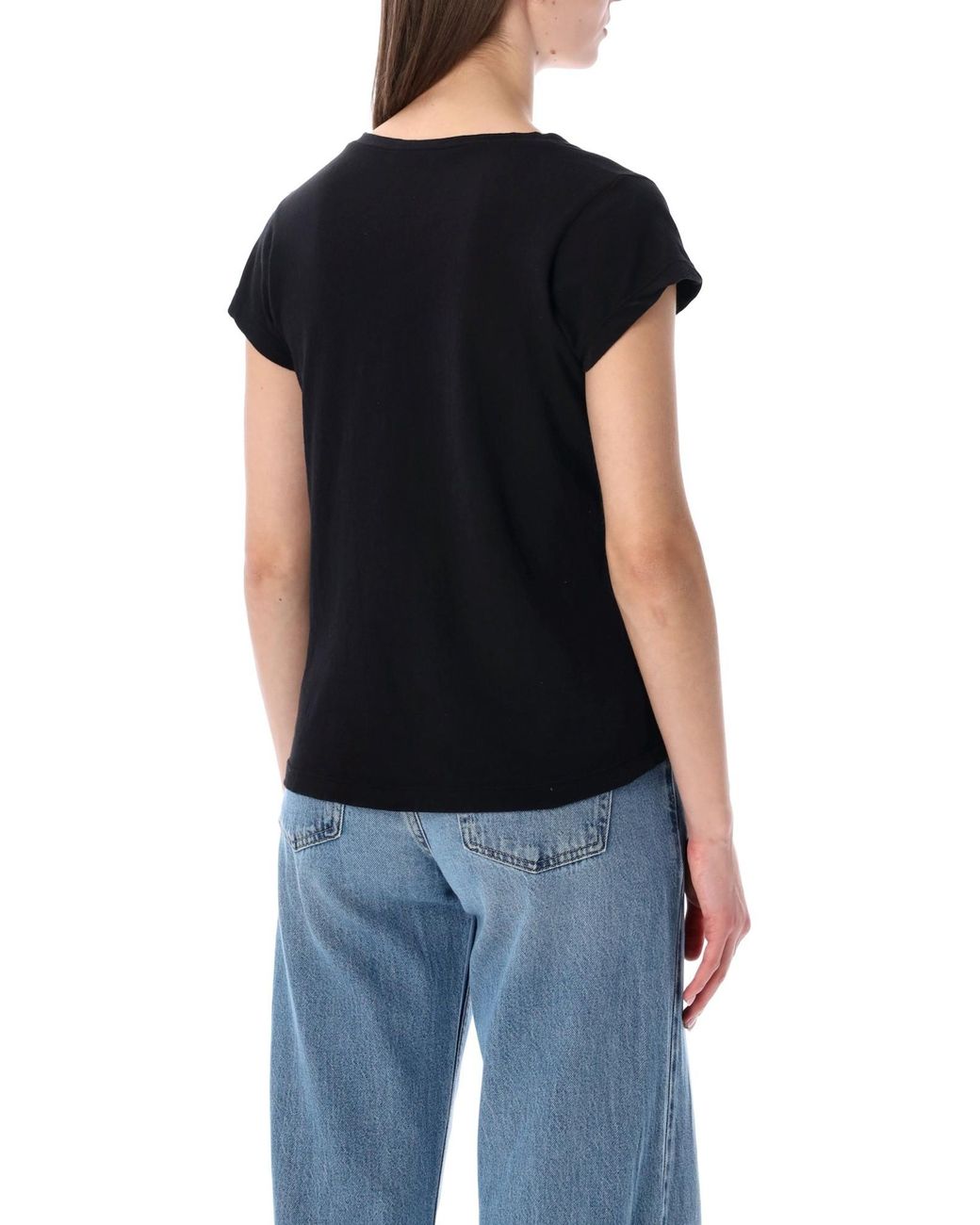 James Perse Black Crepe Jersey Oversized Short Sleeve Crew T-Shirt