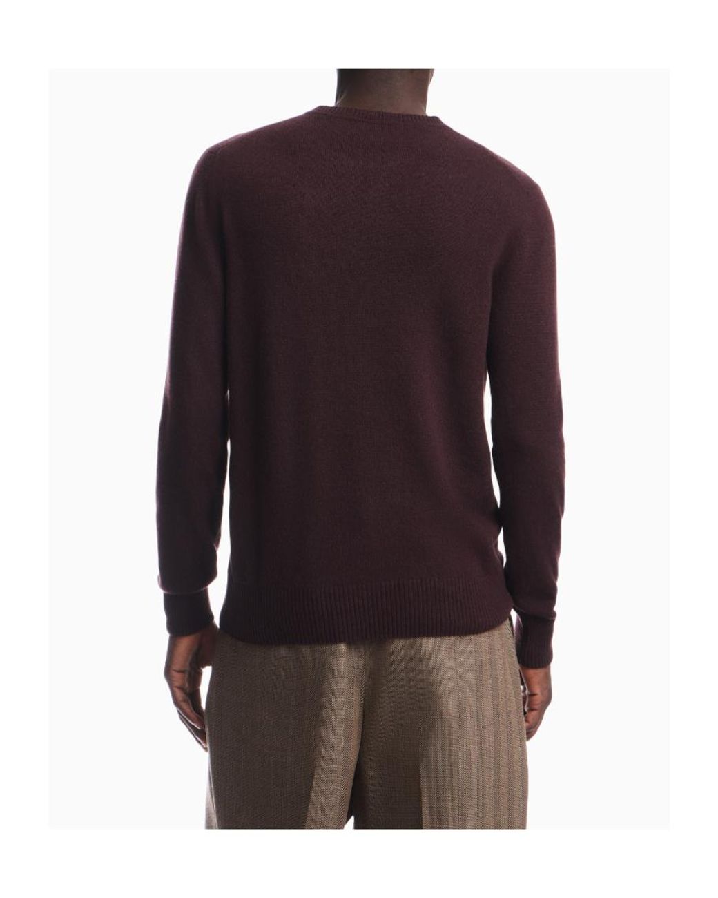 Emporio Armani Purple Crew-Neck Knitted Sweater for men
