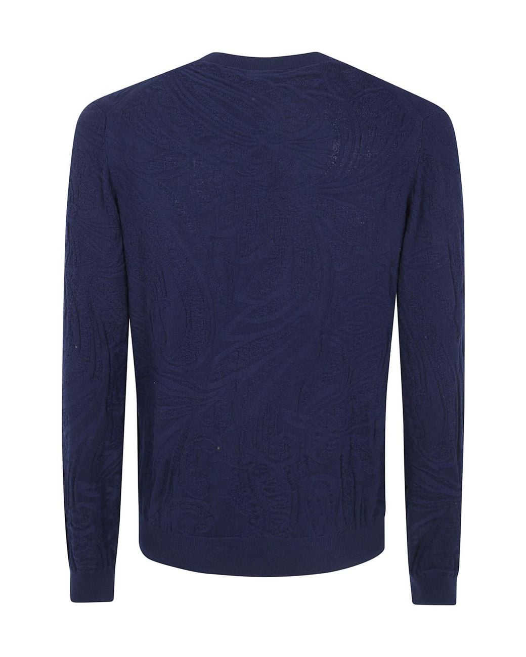 Etro Blue Paisley-Jacquard Long-Sleeve Sweater for men