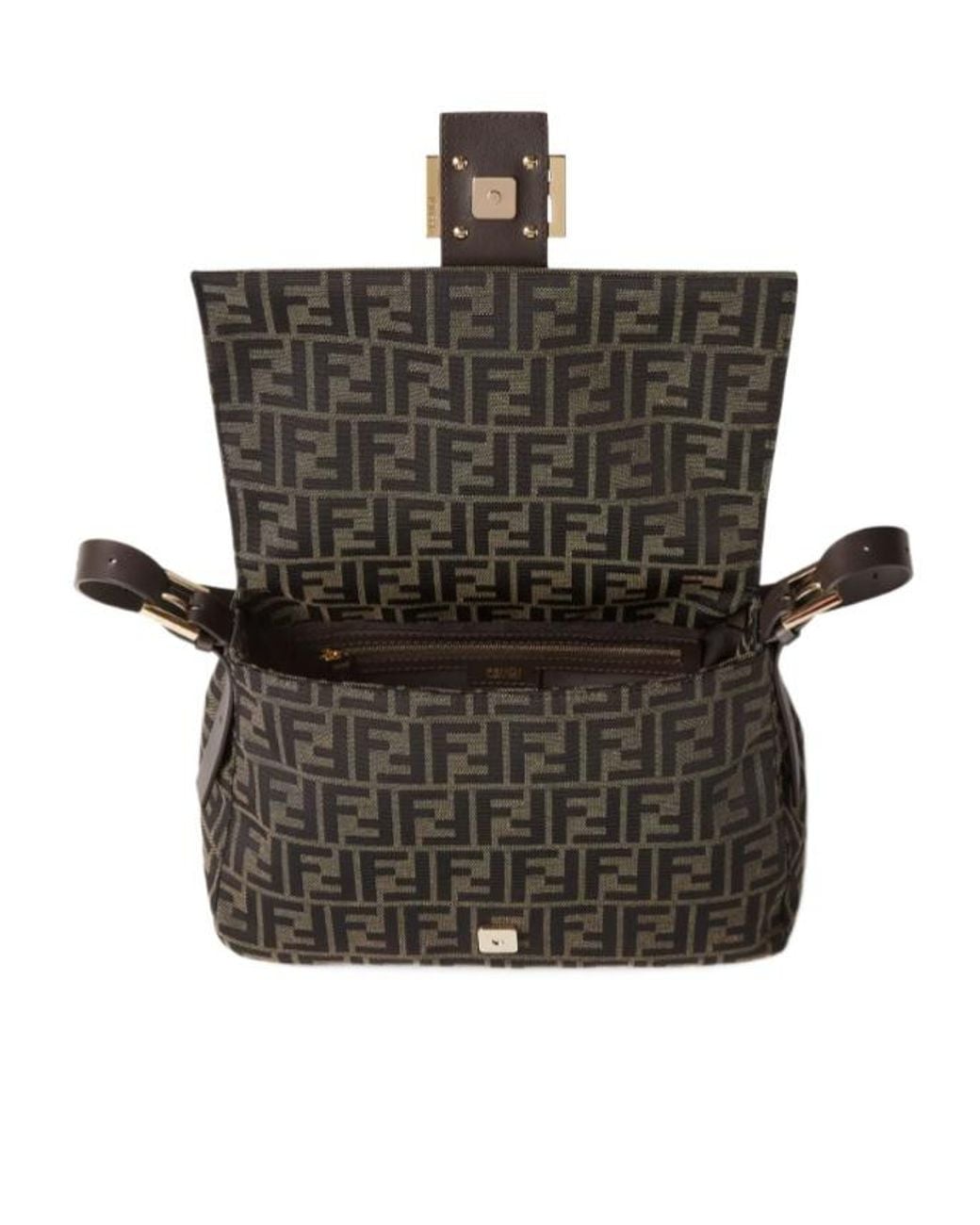 Fendi Black Ff Zucca Jacquard Fabric Bag