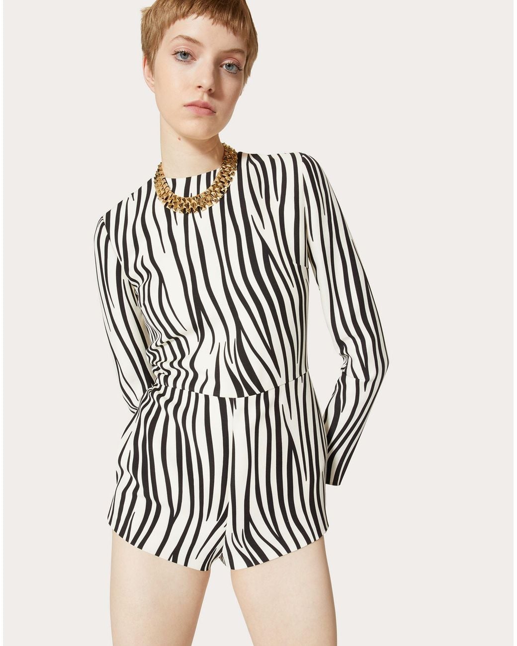 Valentino Black Zebra Print Jumpsuit