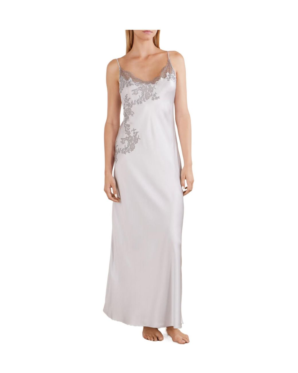 Carine Gilson White Lace-Embroidered Silk Midi Dress