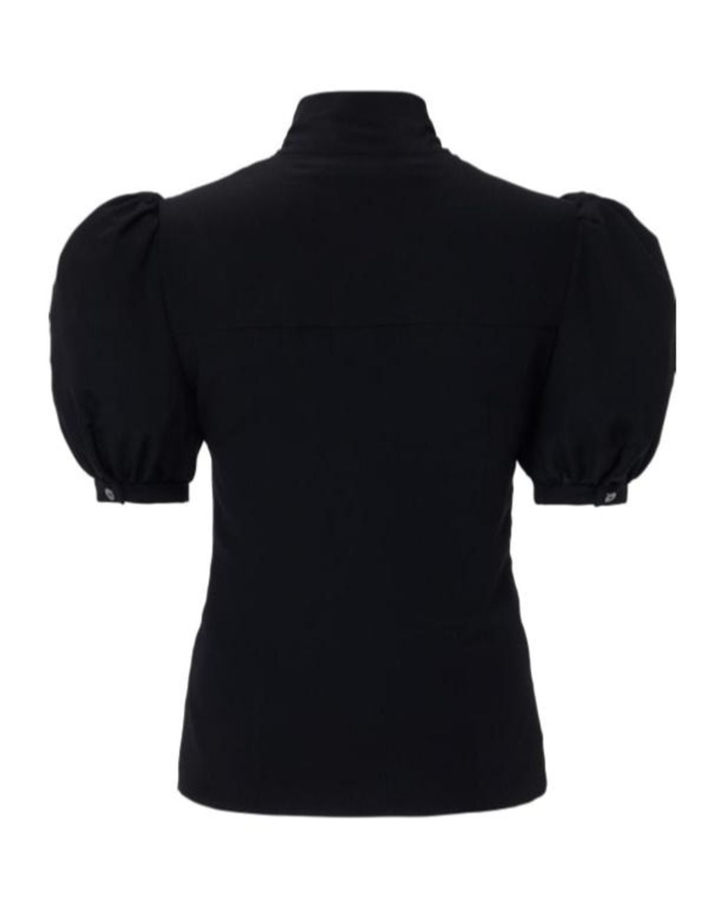 Alessandra Rich Black Draped Silk Shirt W/bow