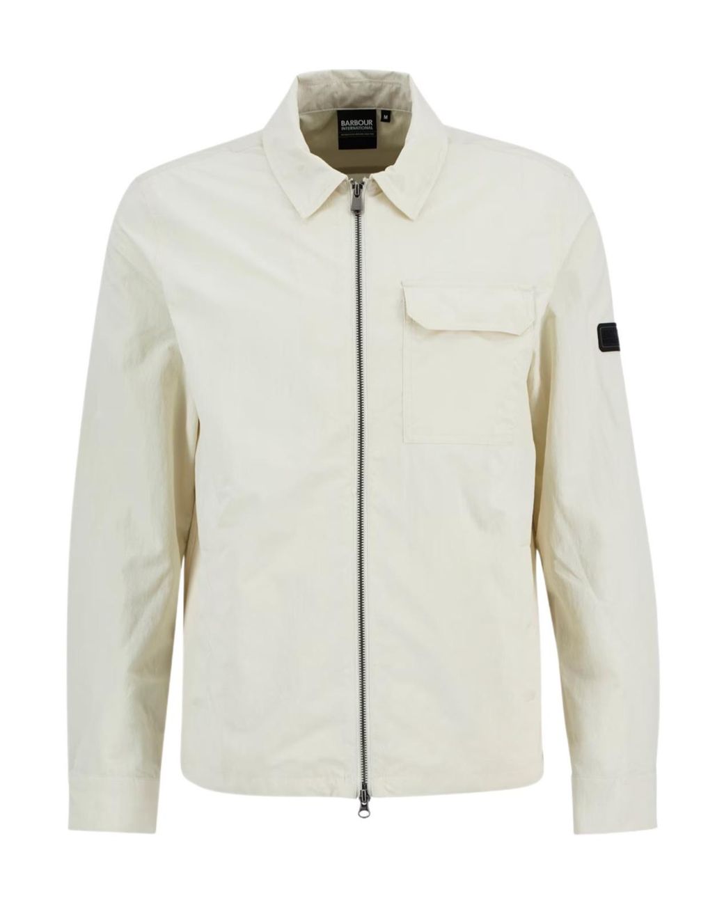 Barbour White Zippered Long-Sleeved Casual Jacket for men