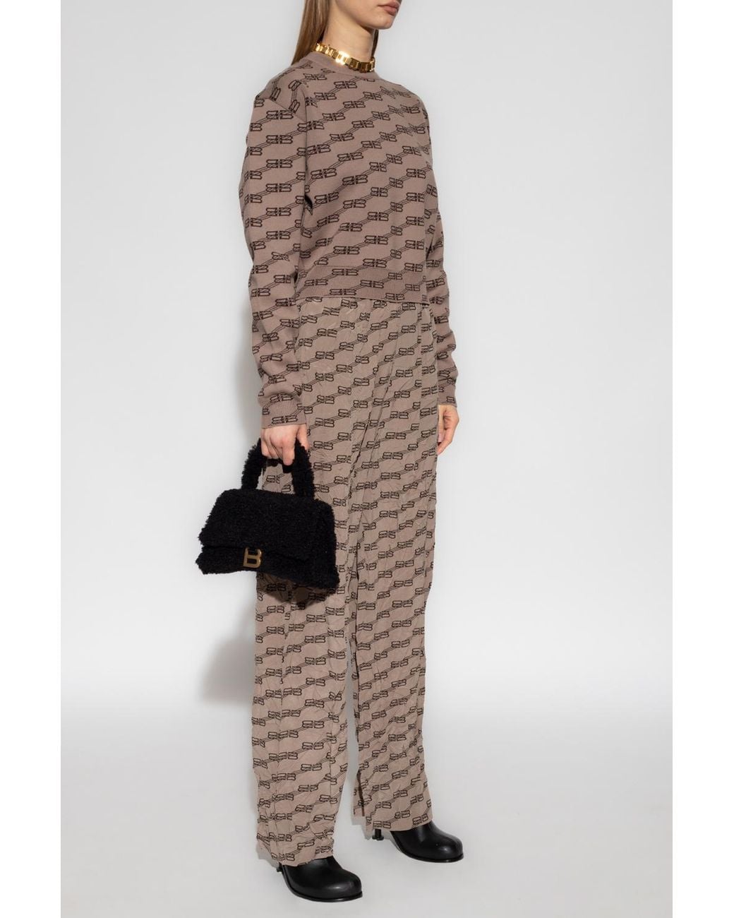 Balenciaga Brown Bb Monogram Knitted Jumper