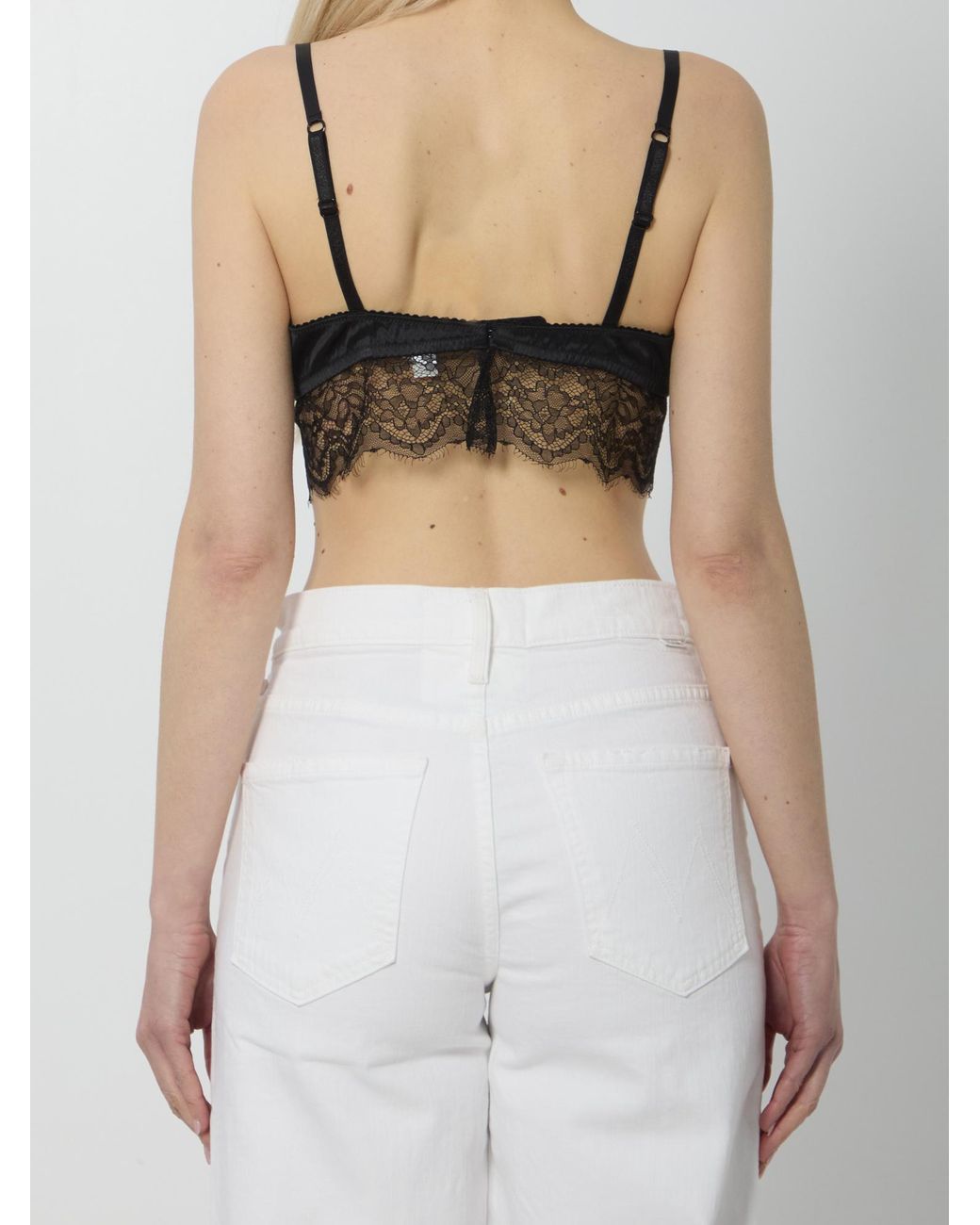 Dolce & Gabbana Gray Lace Satin Bra