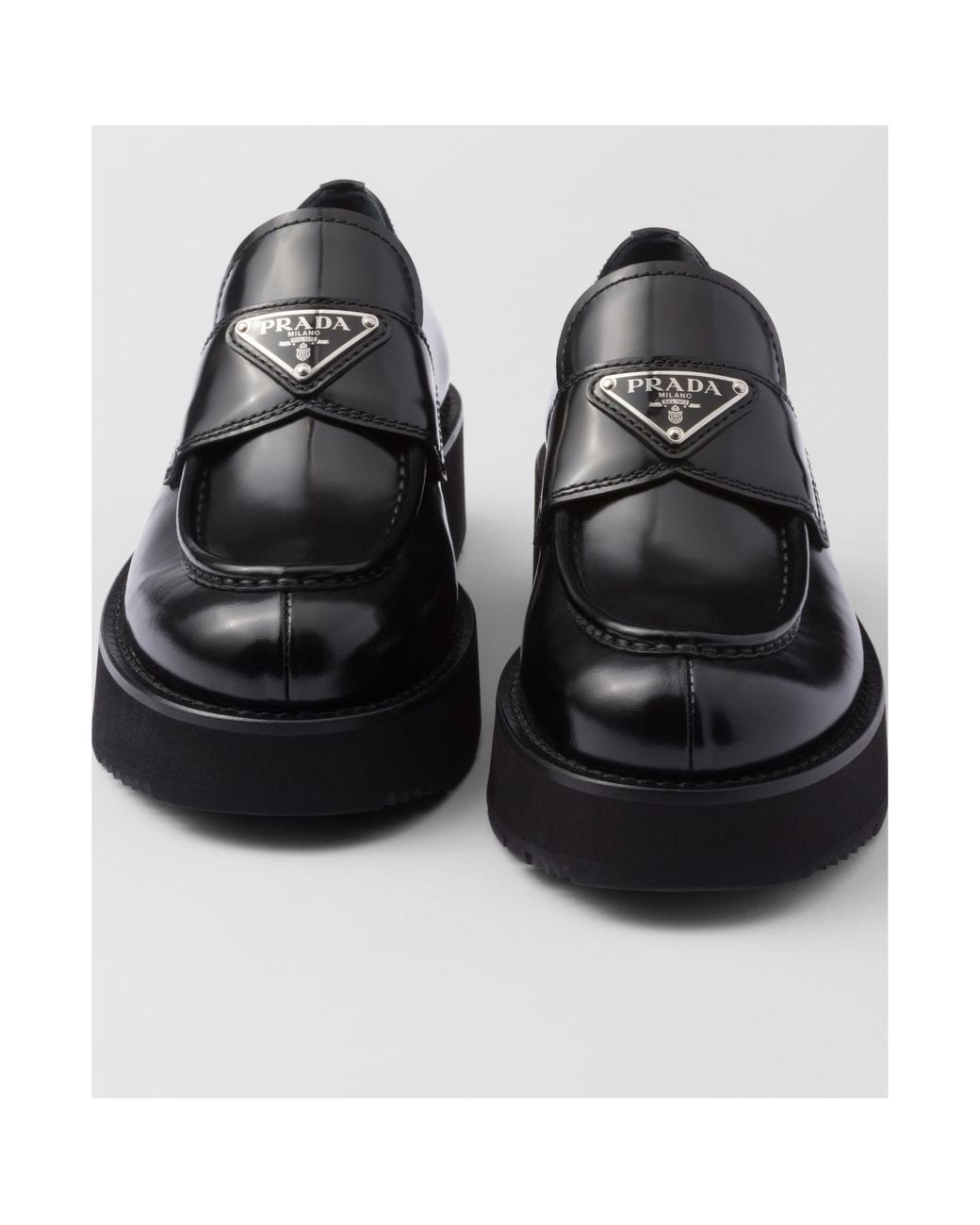 Prada Black Triangle-Logo Slip-On Loafers