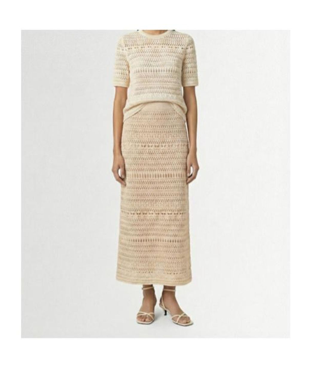 Fabiana Filippi Natural Sequined Cotton Blend Midi Skirt