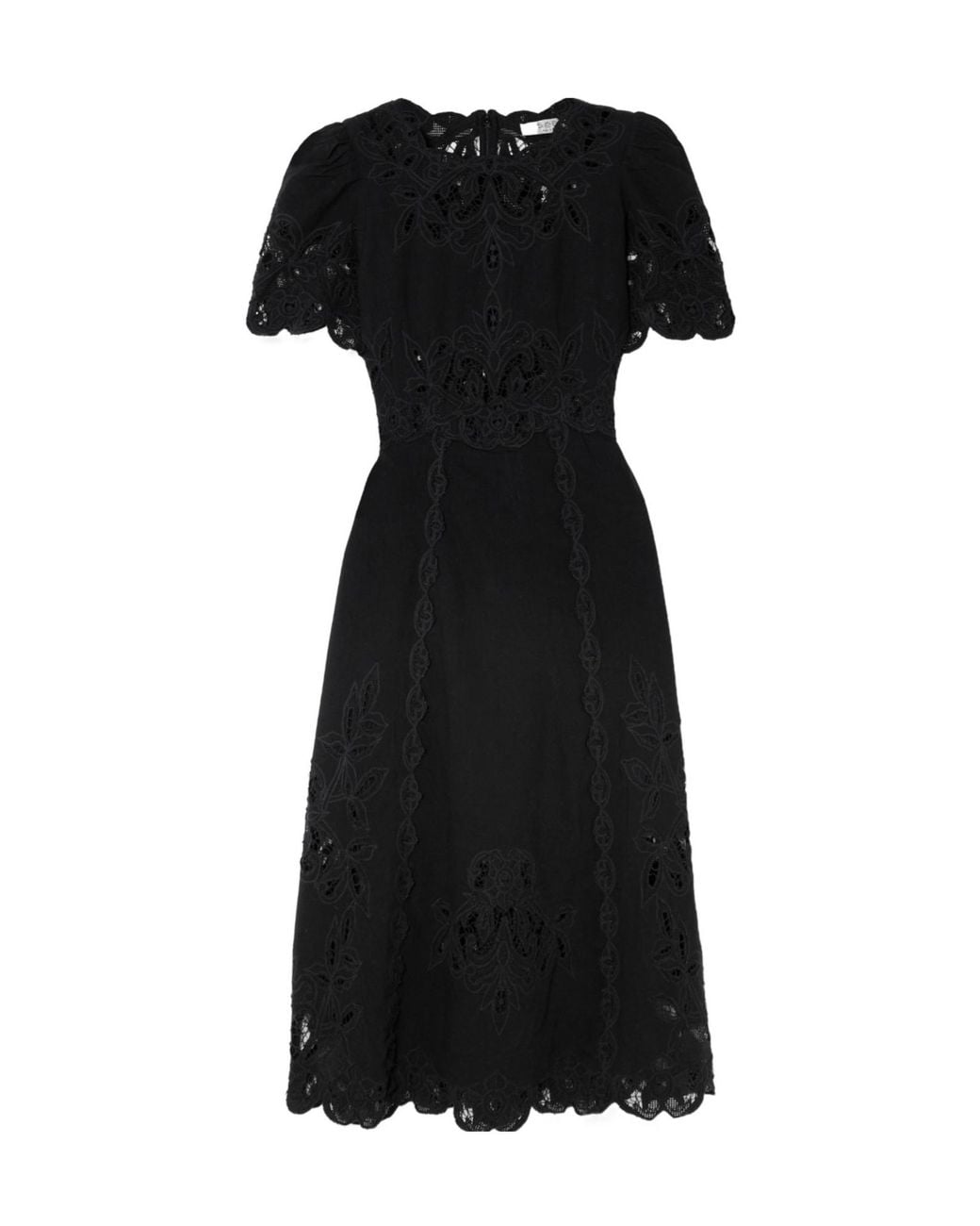 Sea Black Embroidered Mid-Length Dress