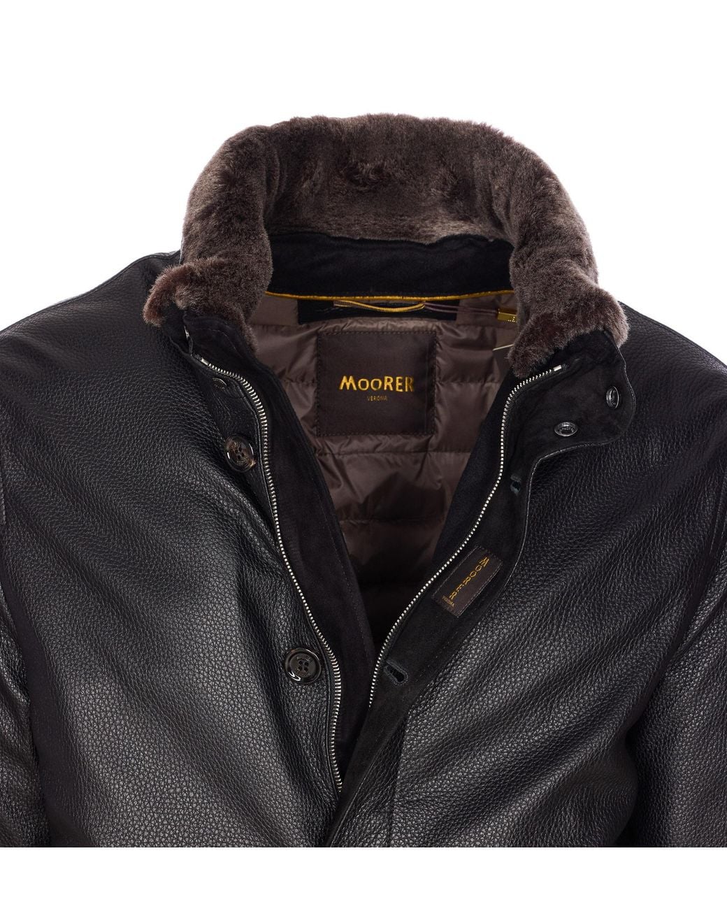 Moorer Black Cleros P1 Bomber Leather Jacket for men