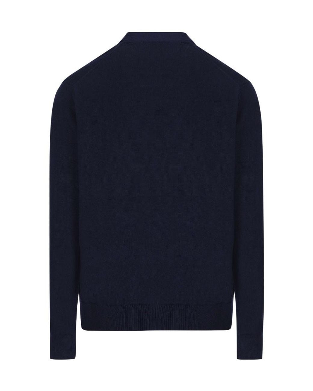 Maison Kitsuné Blue Maison Kitsuné V-Neck Long-Sleeved Cardigan for men