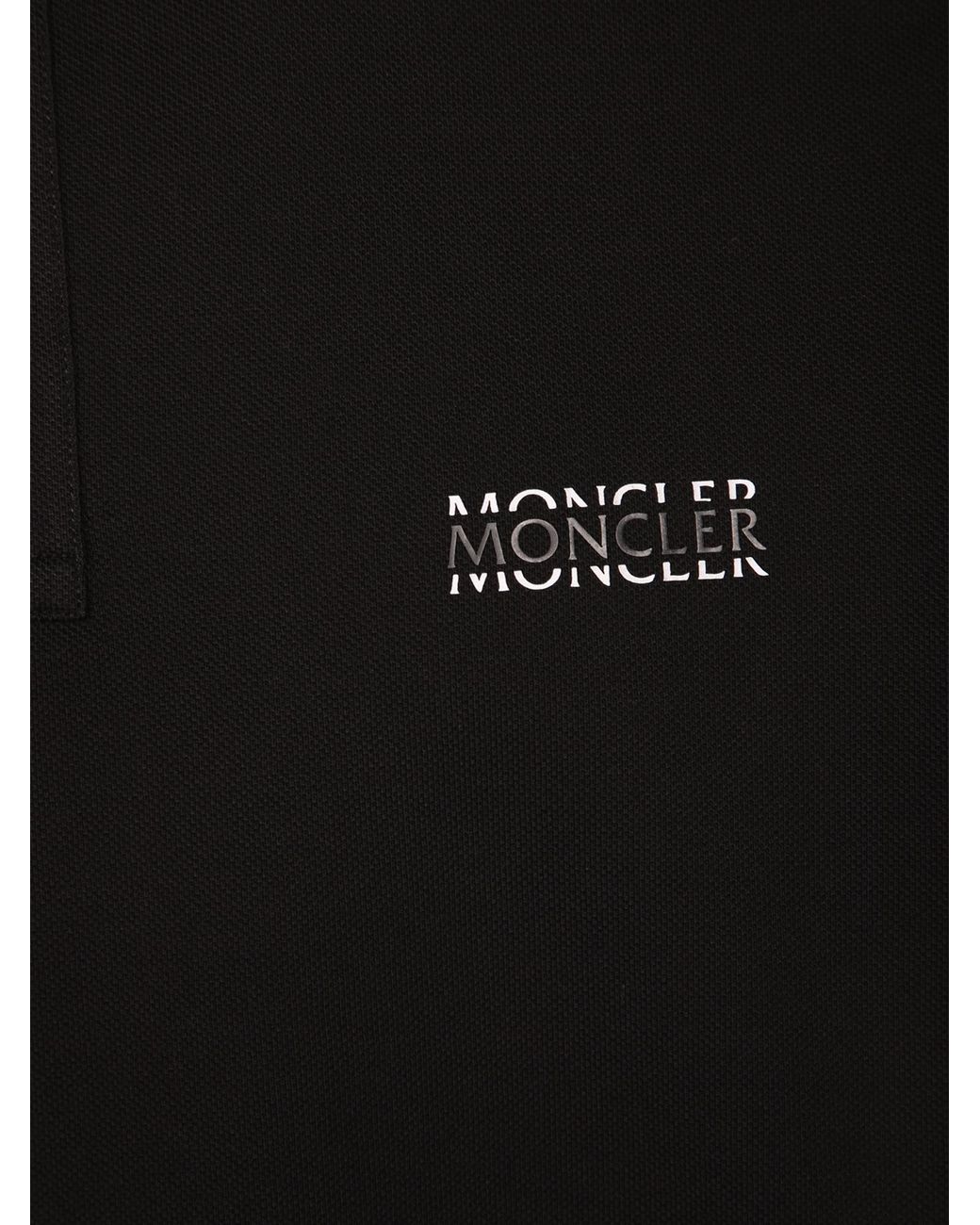 Moncler Black Logo Patch Short-Sleeved Polo Shirt for men
